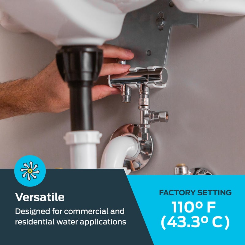 Cash Acme 3/8 Inch HG135 Thermostatic Mixing Valve with Compression Connections and Integral Checks, Brass Plumbing Fitting, 25686 - Image 3
